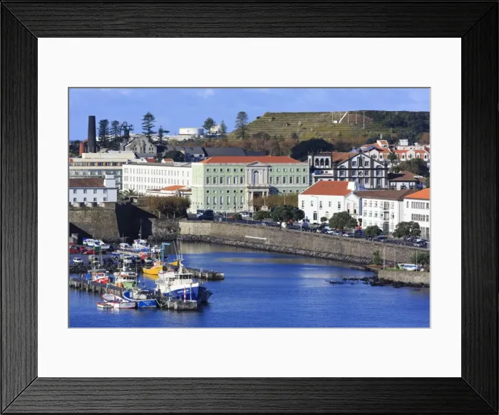 Framed Print : Fishing boats in harbour, Ponta Delgada City, Sao Miguel Island, Azores, Portugal, Atlantic, Europe Framed Print : Fishing boats in harbour, Ponta Delgada City, Sao Miguel Island, Azores, Portugal, Atlantic, Europe