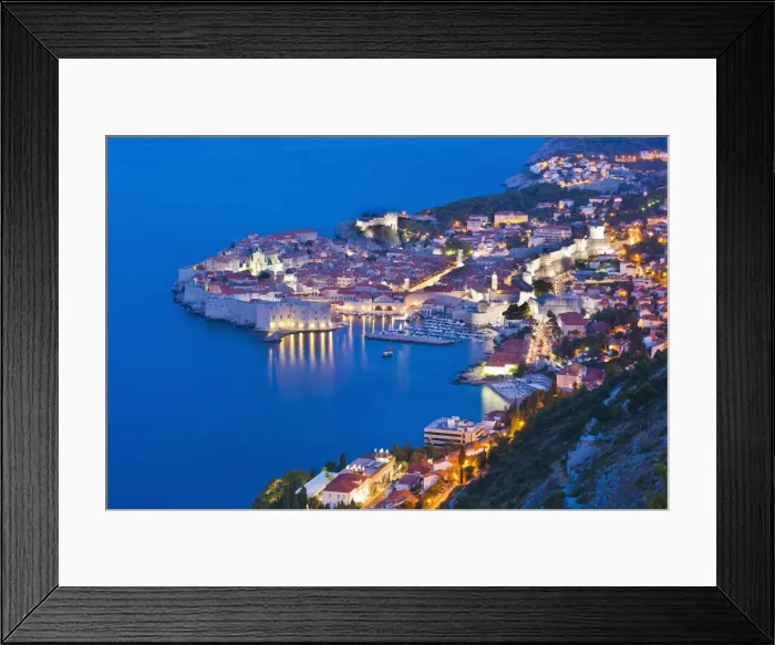 Framed Print : Dubrovnik Old Town at night, taken from Zarkovica Hill, Dalmatian Coast, Adriatic, Croatia, Europe Framed Print : Dubrovnik Old Town at night, taken from Zarkovica Hill, Dalmatian Coast, Adriatic, Croatia, Europe