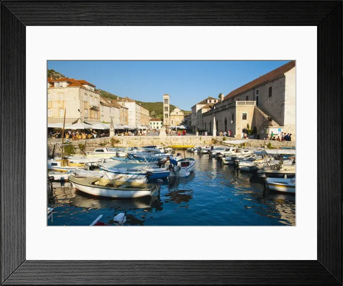 Framed Print : Hvar harbour, St. Stephens Square and St. Stephens Cathedral in Hvar town centre, Hvar Island, Dalmatian Coast, Adriatic, Croatia, Europe Framed Print : Hvar harbour, St. Stephens Square and St. Stephens Cathedral in Hvar town centre, Hvar Island, Dalmatian Coast, Adriatic, Croatia, Europe