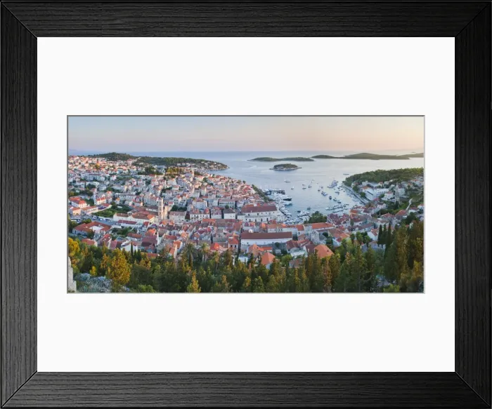 Framed Print : Hvar Town at sunset taken from the Spanish Fort (Fortica), Hvar Island, Dalmatian Coast, Adriatic, Croatia, Europe Framed Print : Hvar Town at sunset taken from the Spanish Fort (Fortica), Hvar Island, Dalmatian Coast, Adriatic, Croatia, Europe