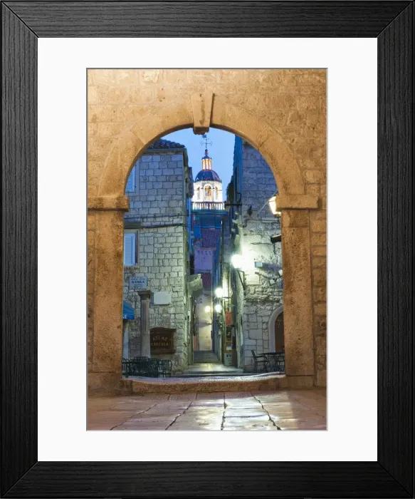 Framed Print : Korcula Revelin, the entrance to Old Korcula Town at night, Korcula Island, Dalmatia, Croatia, Europe Framed Print : Korcula Revelin, the entrance to Old Korcula Town at night, Korcula Island, Dalmatia, Croatia, Europe