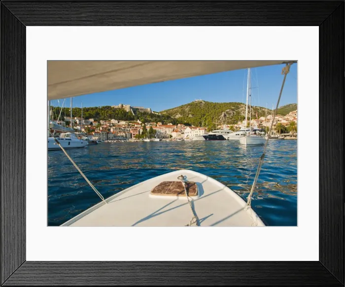 Framed Print : Boat trip returning to Hvar Town, Hvar Island, Dalmatian Coast, Adriatic, Croatia, Europe Framed Print : Boat trip returning to Hvar Town, Hvar Island, Dalmatian Coast, Adriatic, Croatia, Europe