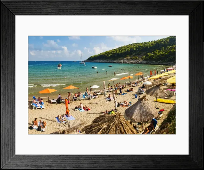 Framed Print : Sunj Beach, a popular sandy beach on Lopud Island, Elaphiti Islands (Elaphites), Dalmatian Coast, Adriatic Sea, Croatia, Europe Framed Print : Sunj Beach, a popular sandy beach on Lopud Island, Elaphiti Islands (Elaphites), Dalmatian Coast, Adriatic Sea, Croatia, Europe