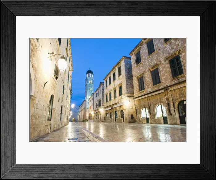 Framed Print : Dubrovnik Old Town, Franciscan Monastery on Stradun, the famous main street at night, UNESCO World Heritage Site, Dubrovnik, Dalmatia, Croatia, Europe Framed Print : Dubrovnik Old Town, Franciscan Monastery on Stradun, the famous main street at night, UNESCO World Heritage Site, Dubrovnik, Dalmatia, Croatia, Europe