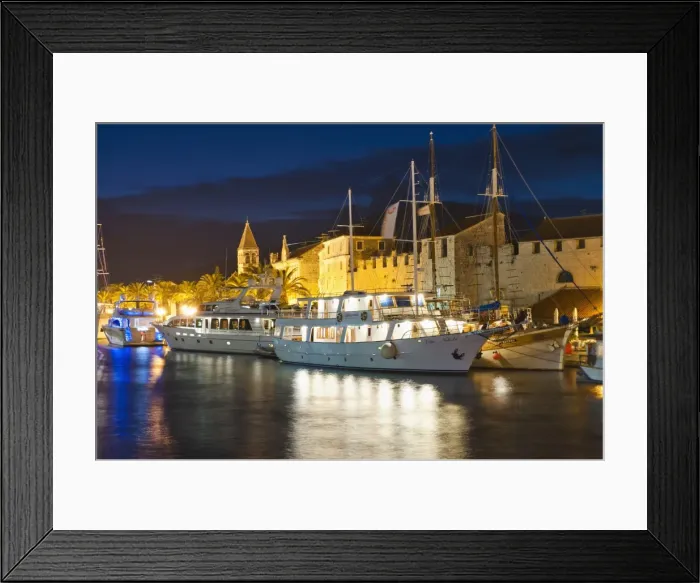 Framed Print : Trogir town and boat docks at night, Trogir, Dalmatian Coast, Adriatic, Croatia, Europe Framed Print : Trogir town and boat docks at night, Trogir, Dalmatian Coast, Adriatic, Croatia, Europe