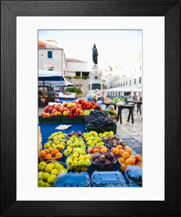 Framed Print : Fresh fruit stalls and statue of Ivan Gundulic, Dubrovnik Market, Gundulic Square, Dubrovnik, Dalmatia, Croatia, Europe Framed Print : Fresh fruit stalls and statue of Ivan Gundulic, Dubrovnik Market, Gundulic Square, Dubrovnik, Dalmatia, Croatia, Europe