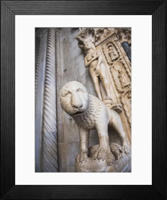 Framed Print : Lion statue at the entrance to St. Lawrence Cathedral, Trogir, UNESCO World Heritage Site, Dalmatian Coast, Croatia, Europe Framed Print : Lion statue at the entrance to St. Lawrence Cathedral, Trogir, UNESCO World Heritage Site, Dalmatian Coast, Croatia, Europe