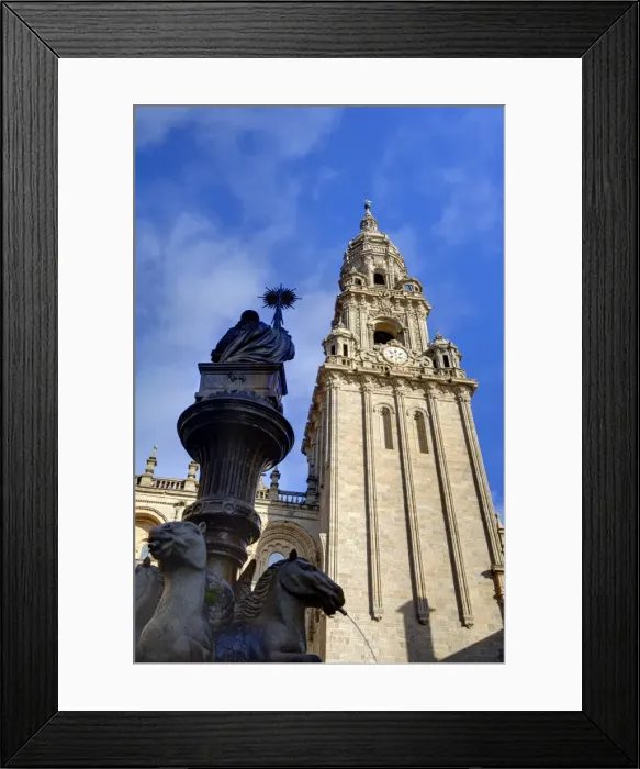 Framed Print : Cathedral and fountain in Praterias Plaza, Santiago de Compostela, UNESCO World Heritage Site, Galicia, Spain, Europe Framed Print : Cathedral and fountain in Praterias Plaza, Santiago de Compostela, UNESCO World Heritage Site, Galicia, Spain, Europe