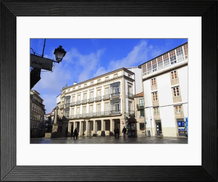 Framed Print : Pescaderia Vella Plaza in Old Town, Santiago de Compostela, Galicia, Spain, Europe Framed Print : Pescaderia Vella Plaza in Old Town, Santiago de Compostela, Galicia, Spain, Europe