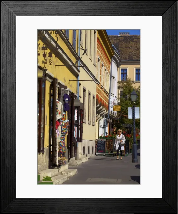 Framed Print : Shops on Castle Hill, Budapest, Hungary, Europe Framed Print : Shops on Castle Hill, Budapest, Hungary, Europe