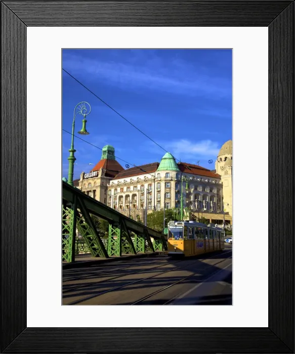 Framed Print : Gellert Hotel and Spa, Liberty Bridge and tram, Budapest, Hungary, Europe Framed Print : Gellert Hotel and Spa, Liberty Bridge and tram, Budapest, Hungary, Europe
