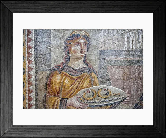Framed Print : Mosaic of the Chresis from Daphne (Harbiye), 4th century AD, Hatay Archaeology Museum, Antioch, Hatay province, Southwest Turkey, Anatolia, Turkey, Asia Minor, Eurasia