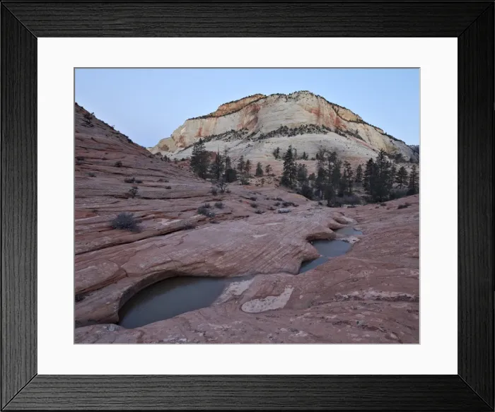 Framed Print : Pools in slick rock at dawn, Zion National Park, Utah, United States of America, North America Framed Print : Pools in slick rock at dawn, Zion National Park, Utah, United States of America, North America
