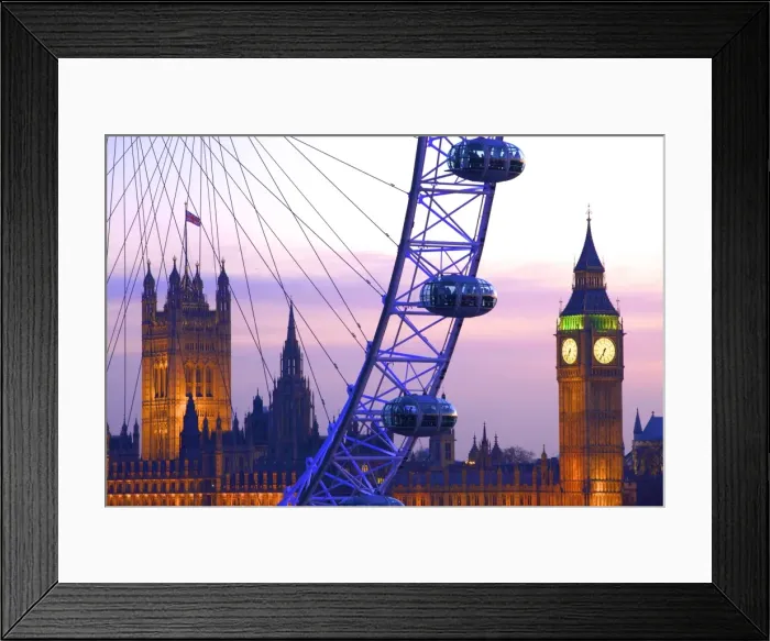 Framed Print : London Eye and Houses of Parliament at dusk, London, England, United Kingdom, Europe Framed Print : London Eye and Houses of Parliament at dusk, London, England, United Kingdom, Europe