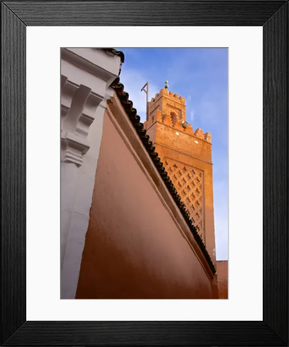 Framed Print : Detail of entrance of Khosta Mosque, and minaret, Medina, Marrakech, Morocco, North Africa, Africa Framed Print : Detail of entrance of Khosta Mosque, and minaret, Medina, Marrakech, Morocco, North Africa, Africa