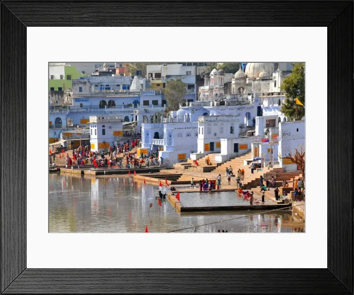 Framed Print : Ghats at Holy Pushkar Lake and old Rajput Palaces, Pushkar, Rajasthan, India, Asia Framed Print : Ghats at Holy Pushkar Lake and old Rajput Palaces, Pushkar, Rajasthan, India, Asia