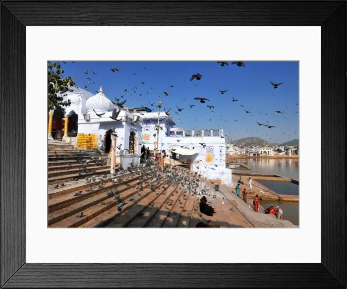 Framed Print : Ghats at Holy Pushkar Lake and old Rajput Palaces, Pushkar, Rajasthan, India, Asia Framed Print : Ghats at Holy Pushkar Lake and old Rajput Palaces, Pushkar, Rajasthan, India, Asia