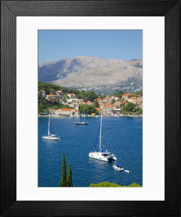 Framed Print : View of Old Town and Adriatic Coast, Cavtat, Dubrovnik Riviera, Dalmatian Coast, Dalmatia, Croatia, Europe Framed Print : View of Old Town and Adriatic Coast, Cavtat, Dubrovnik Riviera, Dalmatian Coast, Dalmatia, Croatia, Europe