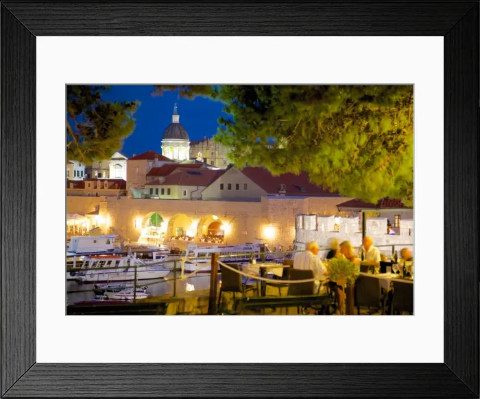 Framed Print : Harbour and Old Town at dusk, Dubrovnik, Dubrovnik Riviera, Dalmatia, Croatia, Europe Framed Print : Harbour and Old Town at dusk, Dubrovnik, Dubrovnik Riviera, Dalmatia, Croatia, Europe