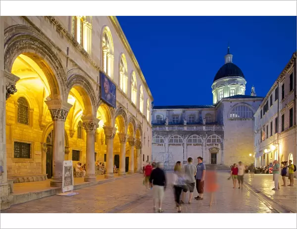 Rectors Palace and Cathedral at dusk, UNESCO World Heritage Site, Dubrovnik, Dalmatian Coast, Dalmatia, Croatia, Europe