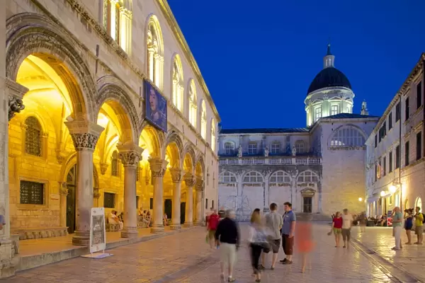 Rectors Palace and Cathedral at dusk, UNESCO World Heritage Site, Dubrovnik, Dalmatian Coast, Dalmatia, Croatia, Europe