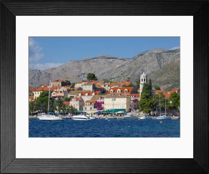 Framed Print : View of Old Town, Cavtat, Dubrovnik Riviera, Dalmatian Coast, Dalmatia, Croatia, Europe