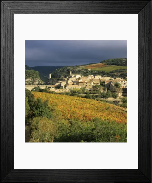 Framed Print : View over village and Minervois vineyards, Minerve, Languedoc-Roussillon, France, Europe Framed Print : View over village and Minervois vineyards, Minerve, Languedoc-Roussillon, France, Europe