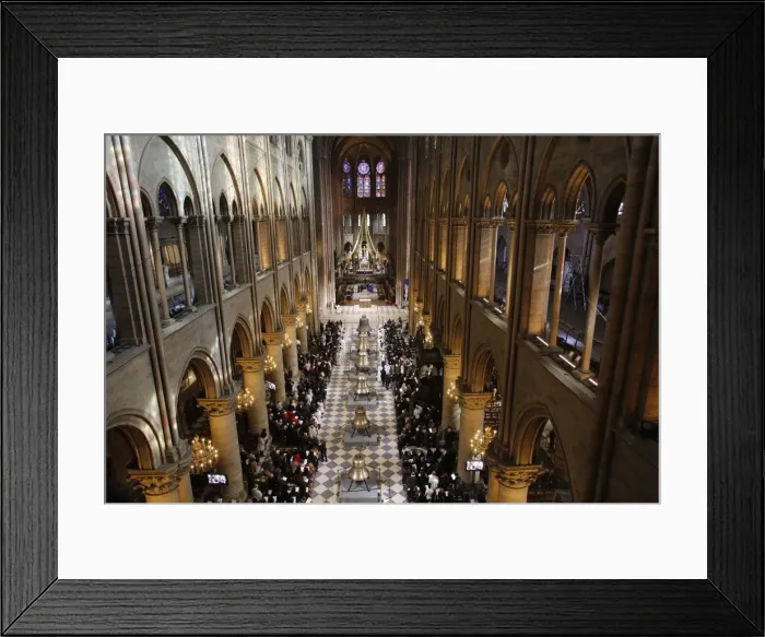 Framed Print : New bells temporarily displayed in the nave of Notre Dame cathedral, Paris, France, Europe Framed Print : New bells temporarily displayed in the nave of Notre Dame cathedral, Paris, France, Europe