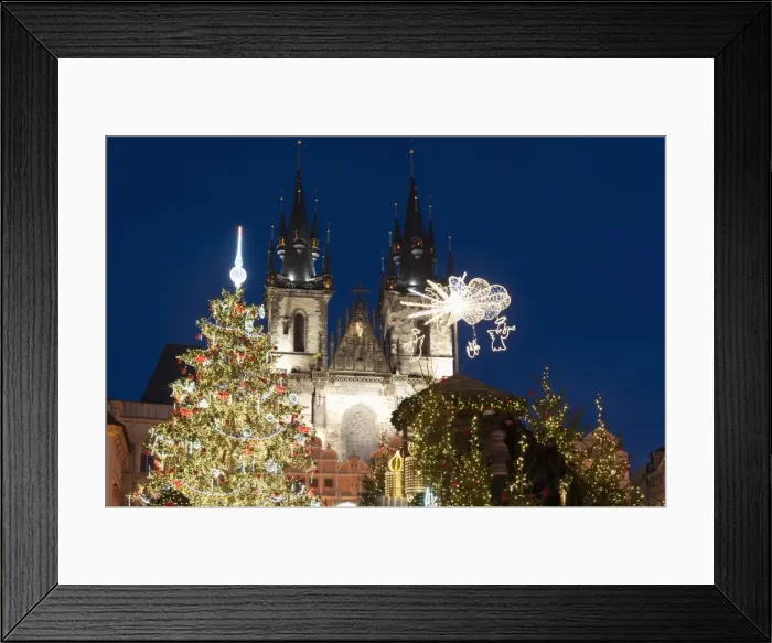 Framed Print : Christmas Tree and decorations in front of Tyn Gothic Church, Old Town Square, UNESCO World Heritage Site, Prague, Czech Republic, Europe Framed Print : Christmas Tree and decorations in front of Tyn Gothic Church, Old Town Square, UNESCO World Heritage Site, Prague, Czech Republic, Europe