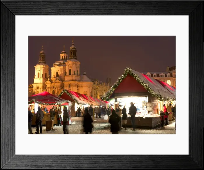 Framed Print : Snow-covered Christmas Market and Baroque St. Nicholas Church, Old Town Square, Prague, Czech Republic, Europe Framed Print : Snow-covered Christmas Market and Baroque St. Nicholas Church, Old Town Square, Prague, Czech Republic, Europe