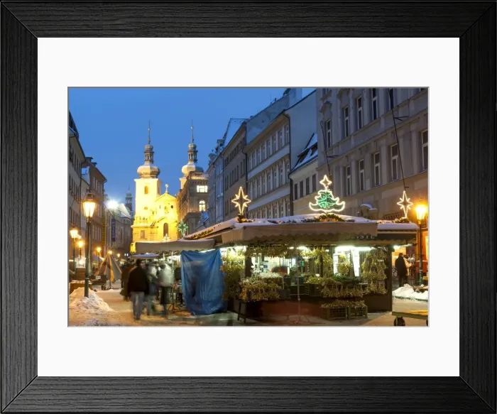 Framed Print : Snow-covered Havelsky Trh during Christmas, Havelska Street, Prague, Czech Republic, Europe Framed Print : Snow-covered Havelsky Trh during Christmas, Havelska Street, Prague, Czech Republic, Europe