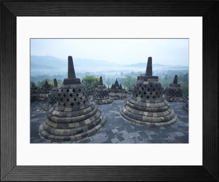 Framed Print : View over early morning monsoon mist lying across countryside, Borobudur Buddhist Temple, UNESCO World Heritage Site, Java, Indonesia, Southeast Asia, Asia Framed Print : View over early morning monsoon mist lying across countryside, Borobudur Buddhist Temple, UNESCO World Heritage Site, Java, Indonesia, Southeast Asia, Asia