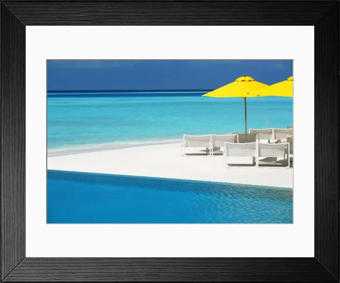 Framed Print : Infinity pool and lounge chairs, Maldives, Indian Ocean, Asia Framed Print : Infinity pool and lounge chairs, Maldives, Indian Ocean, Asia