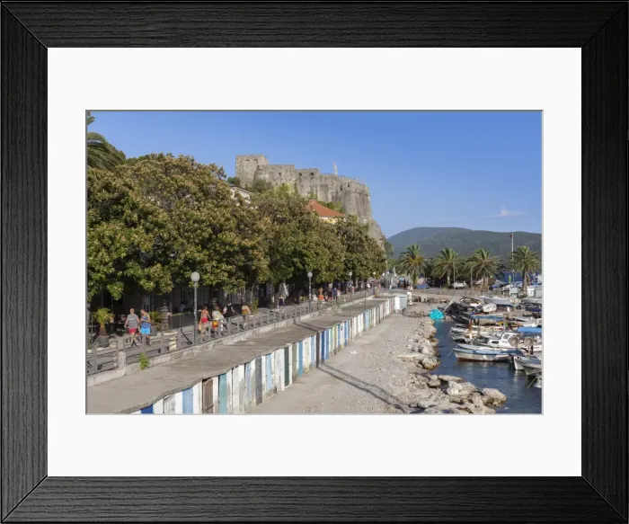 Framed Print : Herceg Novi beach front and harbour, Montenegro, Europe Framed Print : Herceg Novi beach front and harbour, Montenegro, Europe