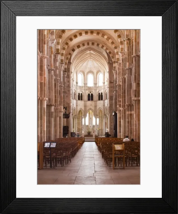 Framed Print : Looking down the nave of Basilique Sainte-Marie-Madeleine in Vezelay, UNESCO World Heritage Site, Yonne, Burgundy, France, Europe Framed Print : Looking down the nave of Basilique Sainte-Marie-Madeleine in Vezelay, UNESCO World Heritage Site, Yonne, Burgundy, France, Europe