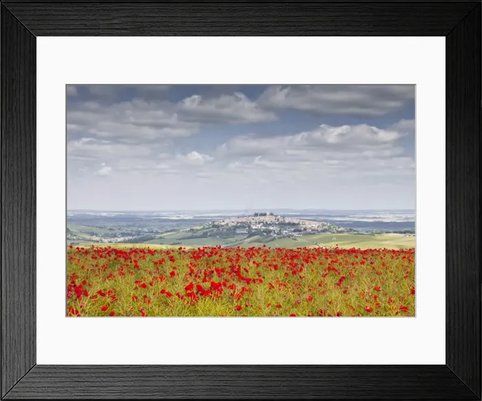 Framed Print : The village of Sancerre with a field of poppies in the foreground, Cher, Centre, France, Europe Framed Print : The village of Sancerre with a field of poppies in the foreground, Cher, Centre, France, Europe