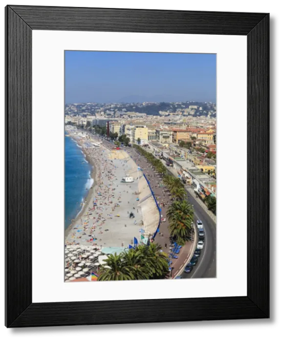 Framed Print : Baie des Anges and Promenade Anglais, Nice, Alpes Maritimes, Provence, Cote d Azur, French Riviera, France, Mediterranean, Europe
