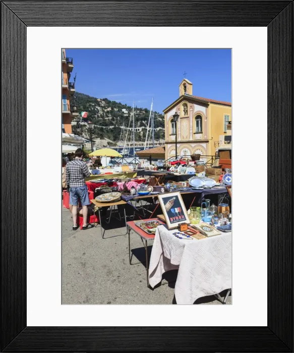 Framed Print : Antique and bric-a-brac market, Villefranche-sur-Mer, Alpes Maritimes, Provence, Cote d Azur, French Riviera, France, Europe Framed Print : Antique and bric-a-brac market, Villefranche-sur-Mer, Alpes Maritimes, Provence, Cote d Azur, French Riviera, France, Europe