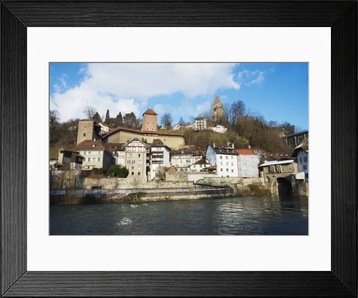 Framed Print : The 12th century Old Town, Fribourg, Switzerland, Europe Framed Print : The 12th century Old Town, Fribourg, Switzerland, Europe