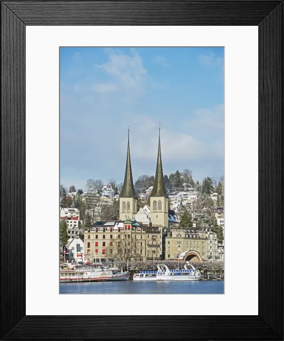 Framed Print : Hofkirche church on Lake Lucerne, Lucerne, Switzerland, Europe Framed Print : Hofkirche church on Lake Lucerne, Lucerne, Switzerland, Europe