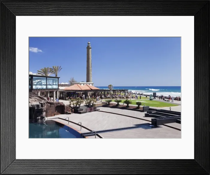 Framed Print : Centro Spa and lighthouse Faro de Maspalomas, Maspalomas, Gran Canaria, Canary Islands, Spain, Atlantic, Europe Framed Print : Centro Spa and lighthouse Faro de Maspalomas, Maspalomas, Gran Canaria, Canary Islands, Spain, Atlantic, Europe