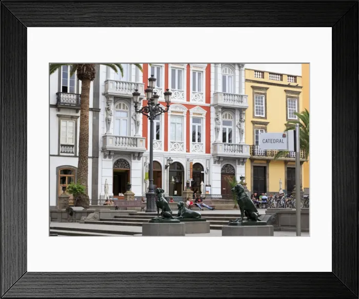 Framed Print : Plaza de Santa Ana in the Vegueta District, Las Palmas City, Gran Canaria Island, Canary Islands, Spain, Europe