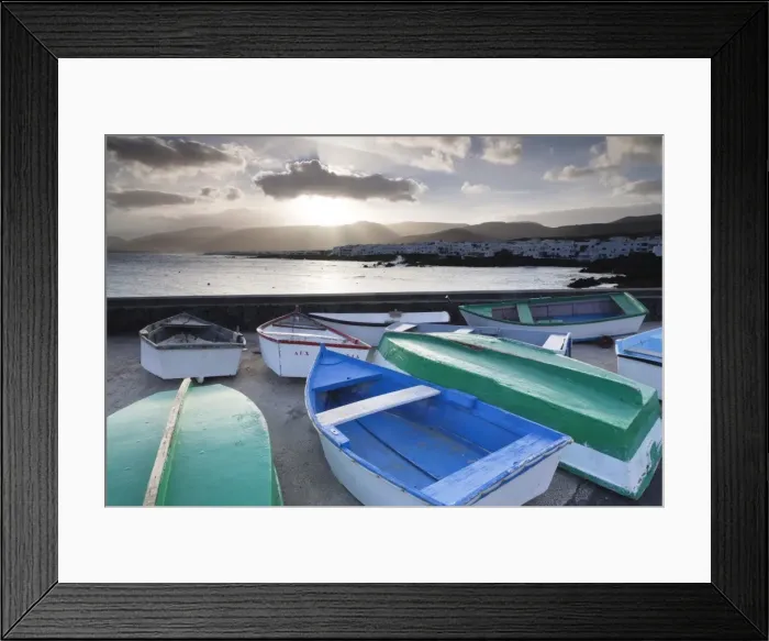 Framed Print : Fishing boats and harbour of Punta Mujeres, Lanzarote, Canary Islands, Spain, Atlantic, Europe Framed Print : Fishing boats and harbour of Punta Mujeres, Lanzarote, Canary Islands, Spain, Atlantic, Europe