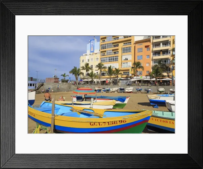 Framed Print : Fishing boats on Canteras Beach, Las Palmas City, Gran Canaria Island, Canary Islands, Spain, Atlantic, Europe Framed Print : Fishing boats on Canteras Beach, Las Palmas City, Gran Canaria Island, Canary Islands, Spain, Atlantic, Europe