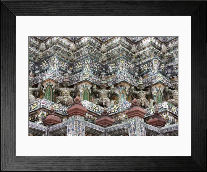 Framed Print : Detail of the Central Prang showing demon figures and ceramic decoration created using broken ceramics used as ballast in the 19th century on Chinese trading ships, Wat Arun, Bangkok, Thailand, Southeast Asia, Asia Framed Print : Detail of the Central Prang showing demon figures and ceramic decoration created using broken ceramics used as ballast in the 19th century on Chinese trading ships, Wat Arun, Bangkok, Thailand, Southeast Asia, Asia