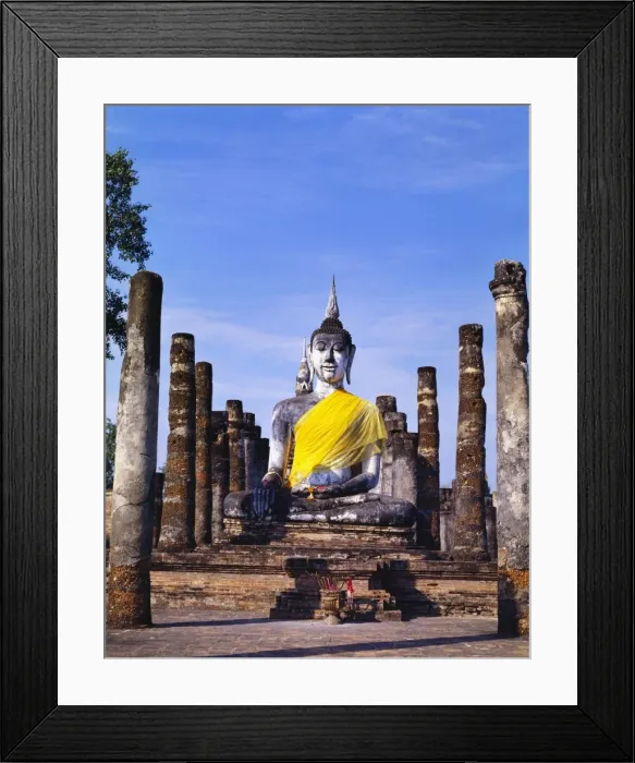 Framed Print : Statue of the Buddha With Religious Offerings, Wat Mahathat, Sukothai, Thailand Framed Print : Statue of the Buddha With Religious Offerings, Wat Mahathat, Sukothai, Thailand