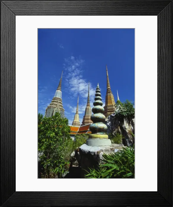 Framed Print : Stupas at the Temple of the Reclining Buddha, Bangkok, Thailand Framed Print : Stupas at the Temple of the Reclining Buddha, Bangkok, Thailand