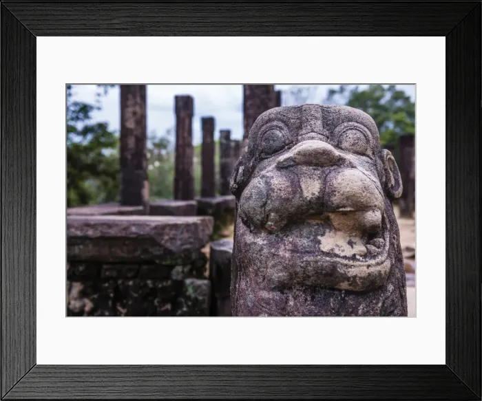 Framed Print : Stone guardian lion statue at the Audience Hall at Parakramabahus Royal Palace, Polonnaruwa, UNESCO World Heritage Site, Sri Lanka, Asia Framed Print : Stone guardian lion statue at the Audience Hall at Parakramabahus Royal Palace, Polonnaruwa, UNESCO World Heritage Site, Sri Lanka, Asia
