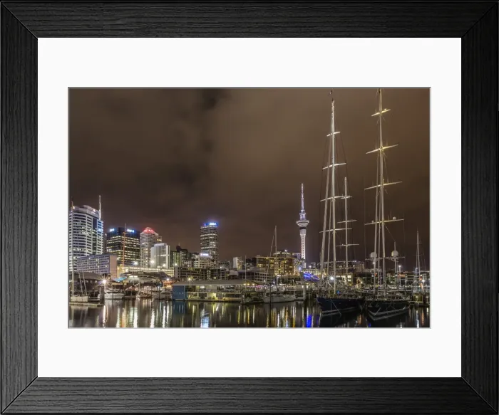 Framed Print : Night view of the city of Auckland from Auckland Harbour, North Island, New Zealand, Pacific Framed Print : Night view of the city of Auckland from Auckland Harbour, North Island, New Zealand, Pacific