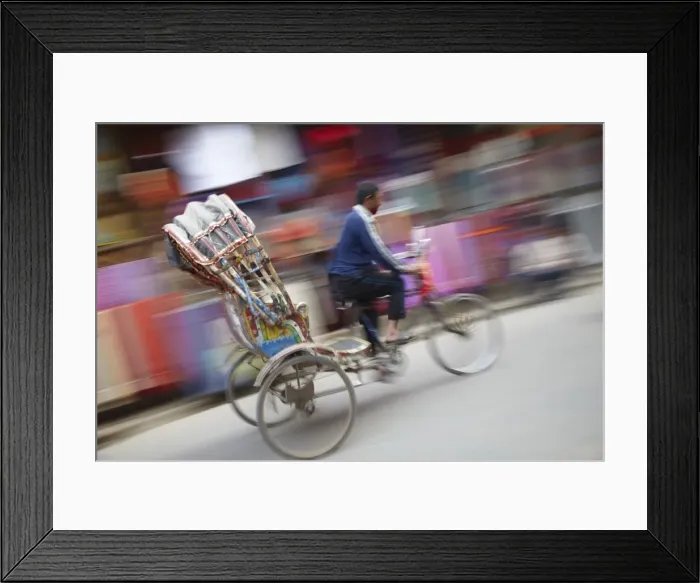 Framed Print : Man riding rickshaw, Kathmandu, Nepal, Asia Framed Print : Man riding rickshaw, Kathmandu, Nepal, Asia